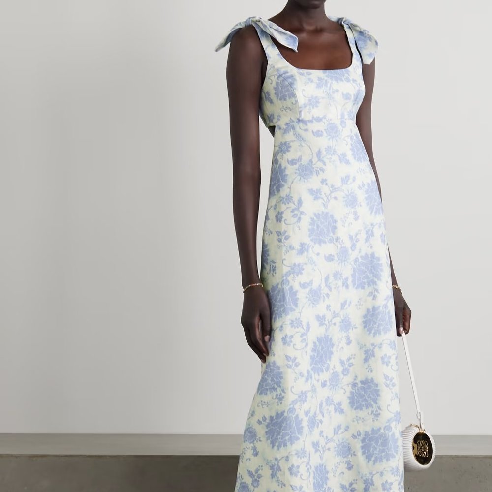 Zimmermann's 'Postcard' midi dress - blue and white linen dress